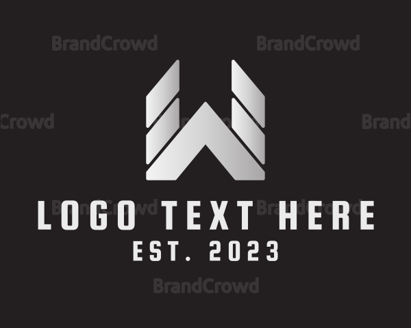 Metallic Masculine Business Letter W Logo