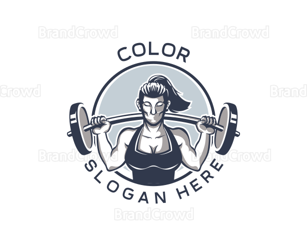 Barbell Woman Gym Logo