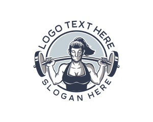Muscular - Barbell Woman Gym logo design