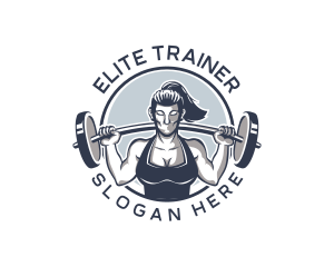 Barbell Woman Gym logo design