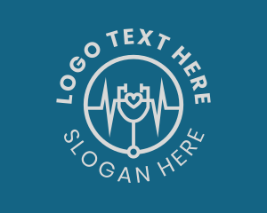 Ecg - Stethoscope Heart Lifeline logo design