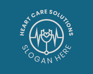 Stethoscope Heart Lifeline logo design