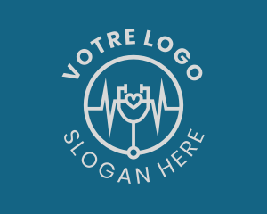 Ecg - Stethoscope Heart Lifeline logo design