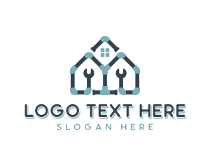 House - Repairman Pipe Wrench logo design