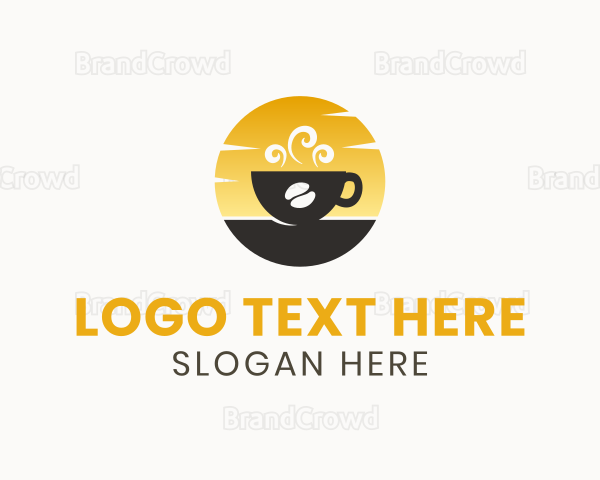 Sunrise Hot Coffee Bean Logo