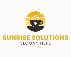 Sunrise Hot Coffee Bean logo design