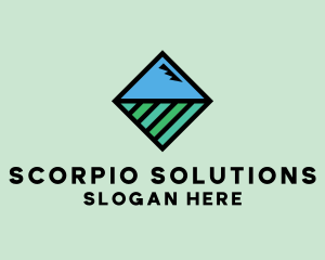 Square Nature Landscape logo design