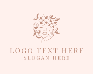 Head - Beauty Woman Floral Face logo design