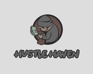 Hustle - Money Thief Burglar logo design