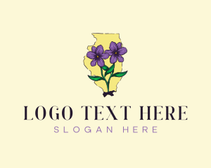 Map - Violet Flower Illinois logo design