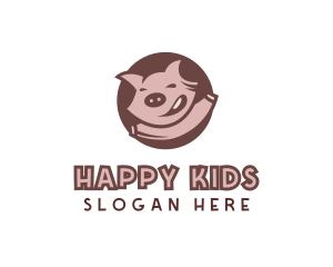 Happy Pig Animal logo design