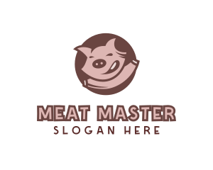 Happy Pig Animal logo design