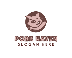 Happy Pig Animal logo design