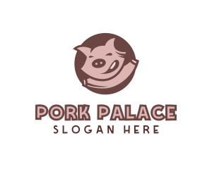 Happy Pig Animal logo design