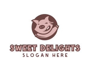 Happy Pig Animal logo design