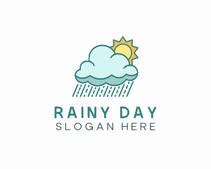 Rain Cloud Sun Weather logo design