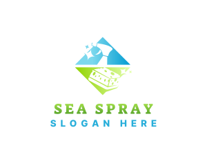 Sanitation Housekeeping Spray Sponge logo design