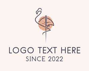 Knitter - Flamingo Yarn Ball logo design