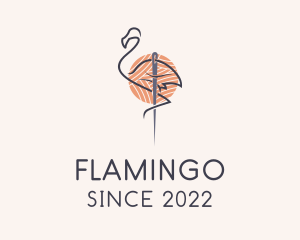 Flamingo Yarn Ball  logo design