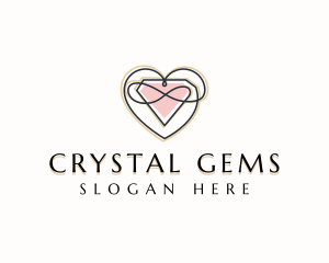 Diamond Heart Gemstone logo design