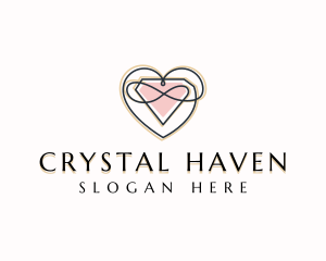 Diamond Heart Gemstone logo design