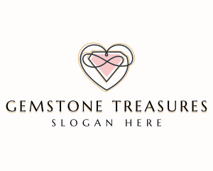 Diamond Heart Gemstone logo design