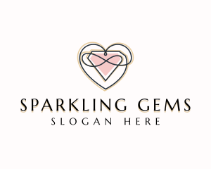 Diamond Heart Gemstone logo design