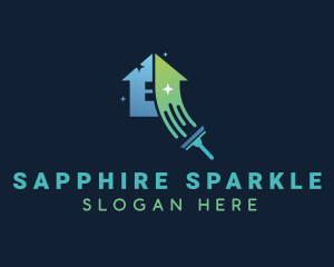 Sparkle Clean House Squeegee logo design