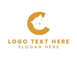 Orange Cat - Kitten Cat Pet Letter C logo design