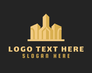 Office Space - Gold Residential Building logo design