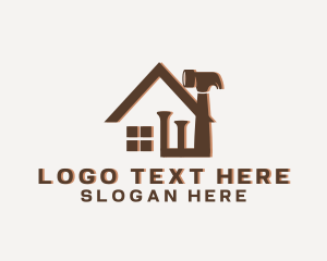 Roofing - House Hammer Nail logo design