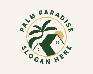 House Palm Tree Summer logo design