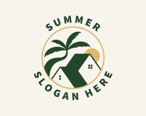 House Palm Tree Summer logo design