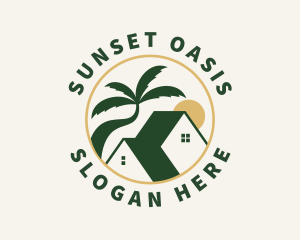 House Palm Tree Summer logo design