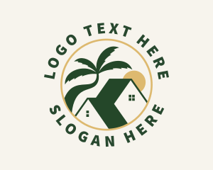 Lodge - House Palm Tree Summer logo design
