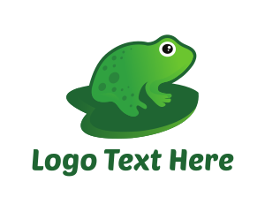 Green Leaf - Lily Pad Frog logo design