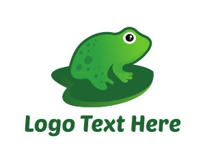 Green Frog - Lily Pad Frog logo design