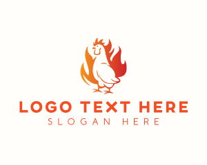 Hen - Chicken Fire Grill logo design