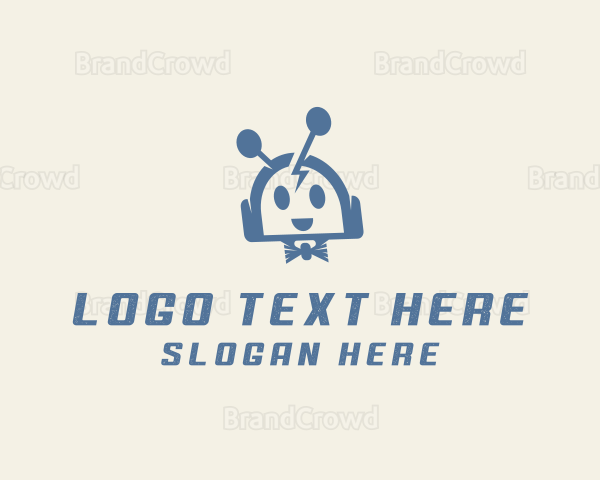 Happy Bow Tie Robot Logo