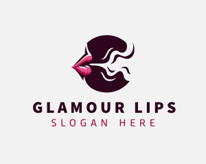 Smoking Mouth Lips logo design