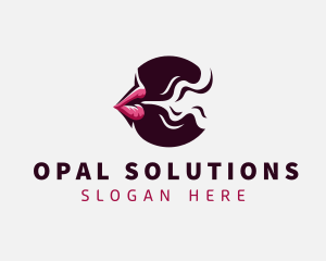 Smoking Mouth Lips logo design