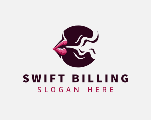 Smoking Mouth Lips logo design