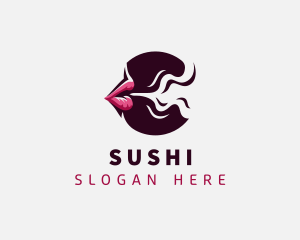 Smoking Mouth Lips logo design