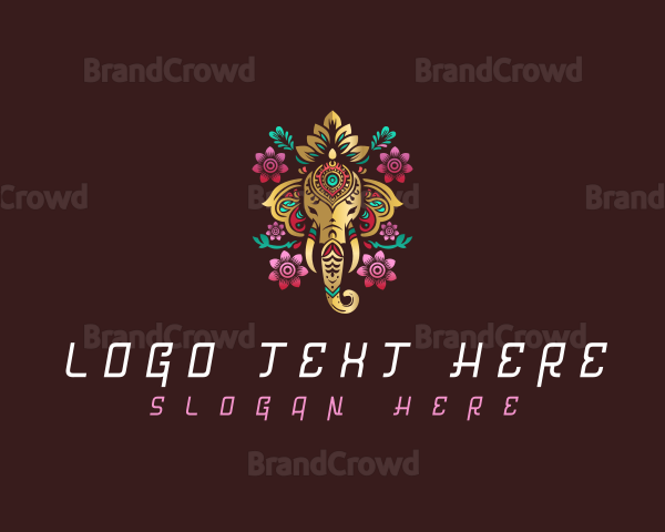 Decorative Floral Elephant Logo