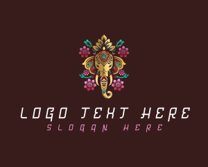 Flower - Decorative Floral Elephant logo design