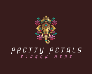 Decorative Floral Elephant logo design