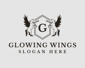 Shield Pegasus Wings logo design