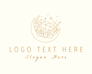 Precious Stone - Moon Floral Diamond logo design