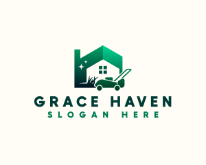 House Yard Lawn Mower Logo