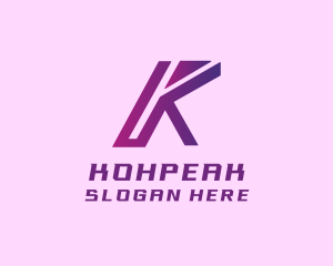 Gradient Purple Tech Letter K logo design